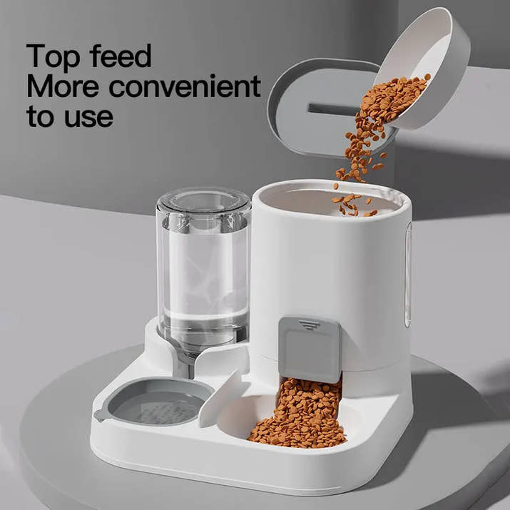 Automated Gravity-Fed Cat Water Dispenser & Feeder
